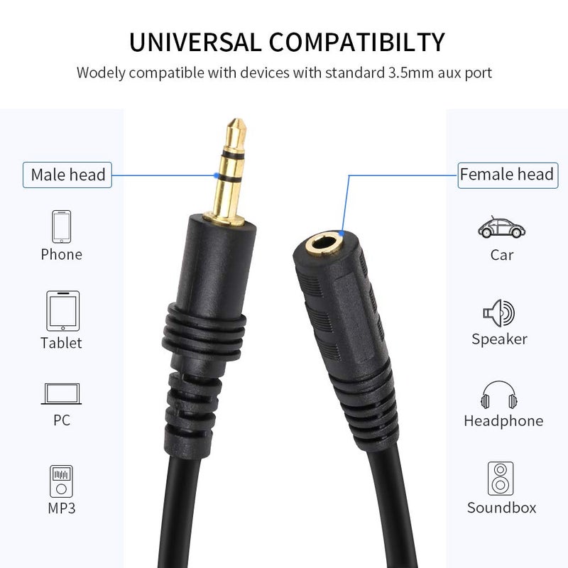 DTOL MC 3.5mm Audio Cable - 3.5mm TRS Female to Male 15ft Extension Cord for Microphones, Headphones, and More - Image 2
